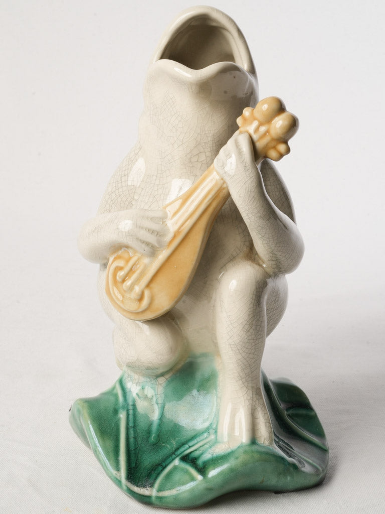 Whimsical Jug - Frog Serenading w/ Guitar c. 1950 - 13½"