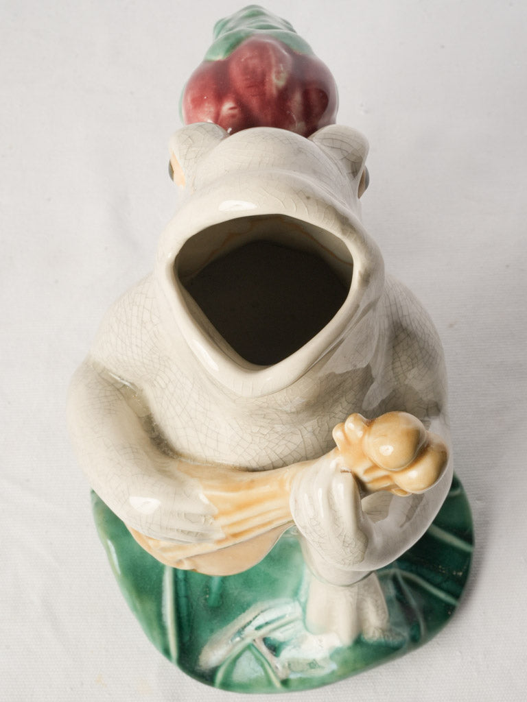 Whimsical Jug - Frog Serenading w/ Guitar c. 1950 - 13½"