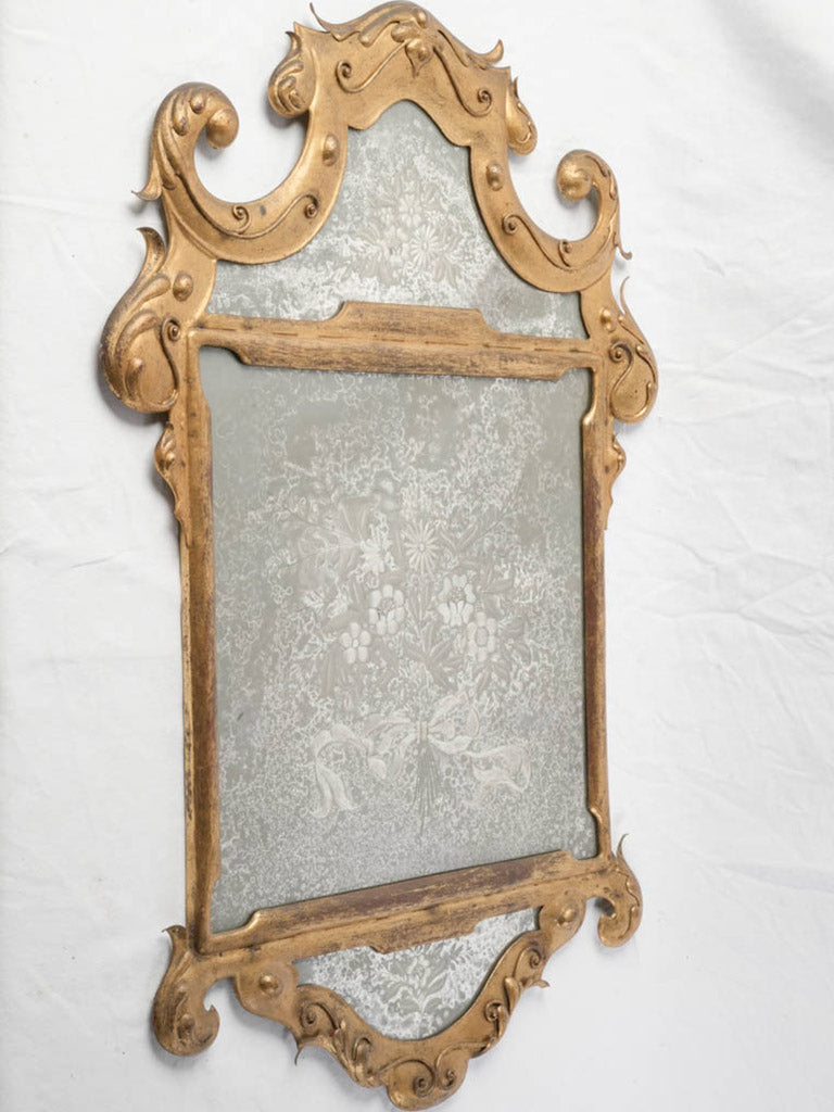 Mid-century ornate gilt brass mirror  