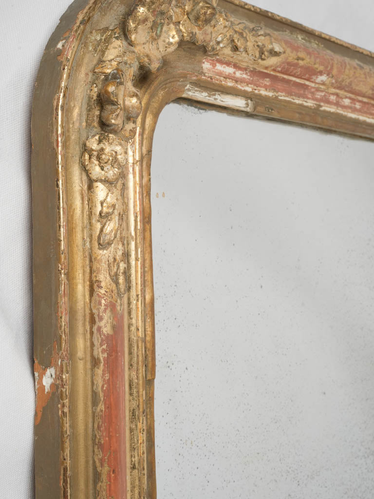 Aged French mantle wall mirror