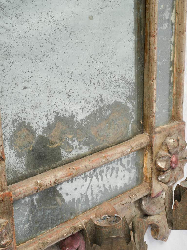 Elegant Pair of Italian 19th Century Reflector Mirrors w/ Beautiful Patina - 36½" x 18½"