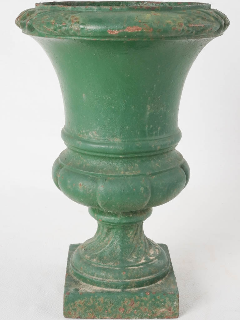 Small antique French Medici urn w/ green patina 13½"