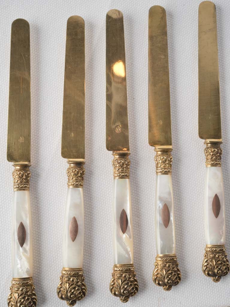 Shimmering gold vintage dessert knives