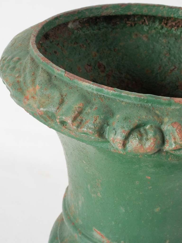 Small antique French Medici urn w/ green patina 13½"