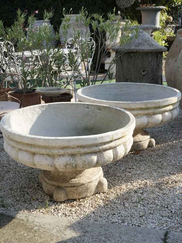 Vintage French large-scale cast stone planters 20½"