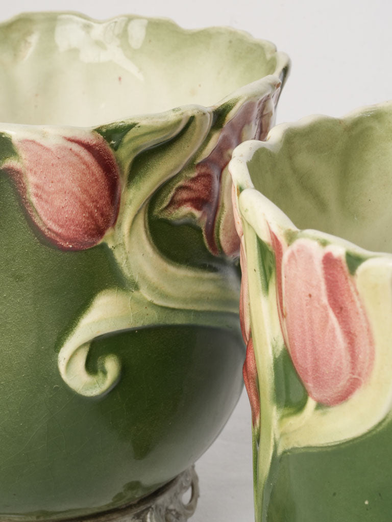 Sinuous line crafted garden urns