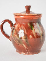 Brown lidded Jaspé pot 6¼"