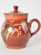 Brown lidded Jaspé pot 6¼"