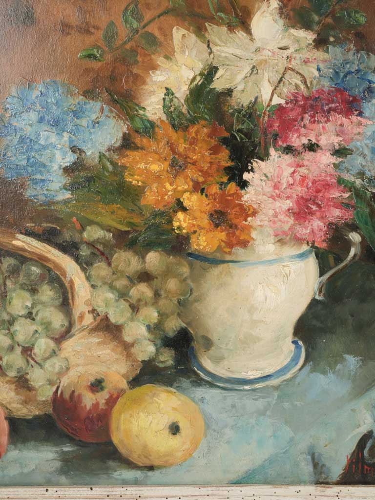 Mid-Century Still Life w/ Flowers and Fruit (1945) - 24¾" x 24¾"