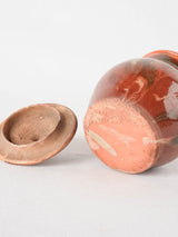 Brown lidded Jaspé pot 6¼"