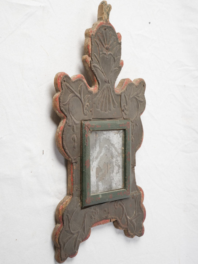 Desilvered antique wooden frame mirror