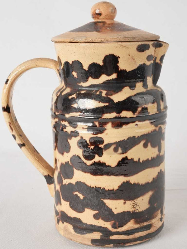 Tiger-striped French earthenware coffee pot