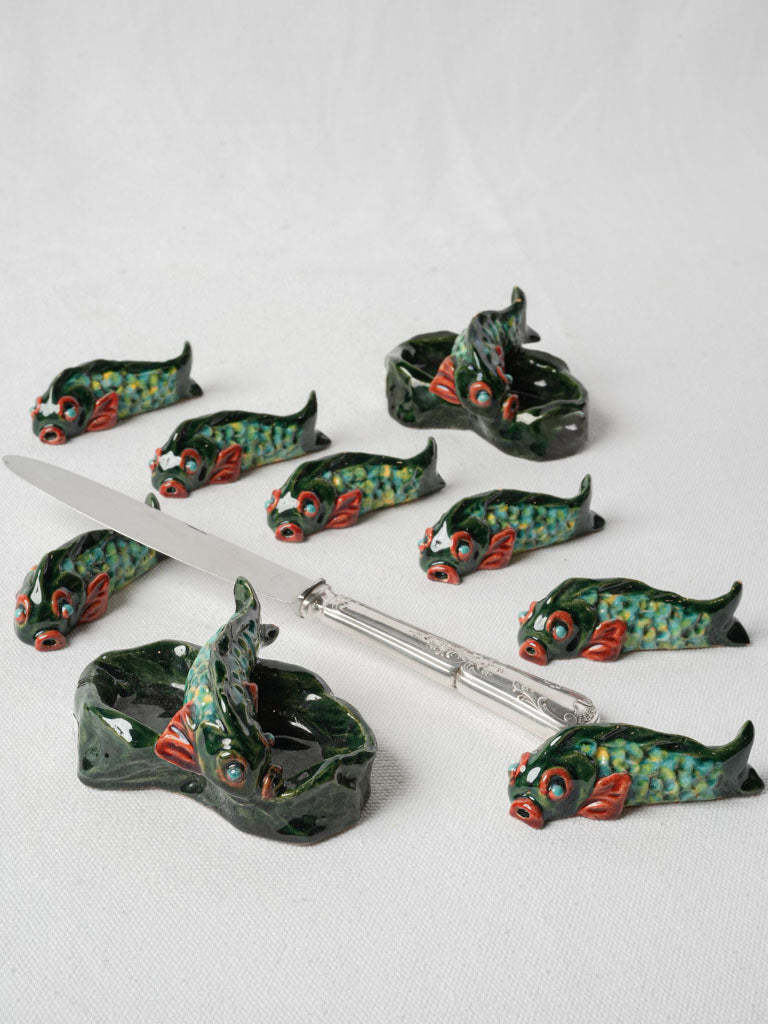 Vintage Vallauris fish motif knife rests