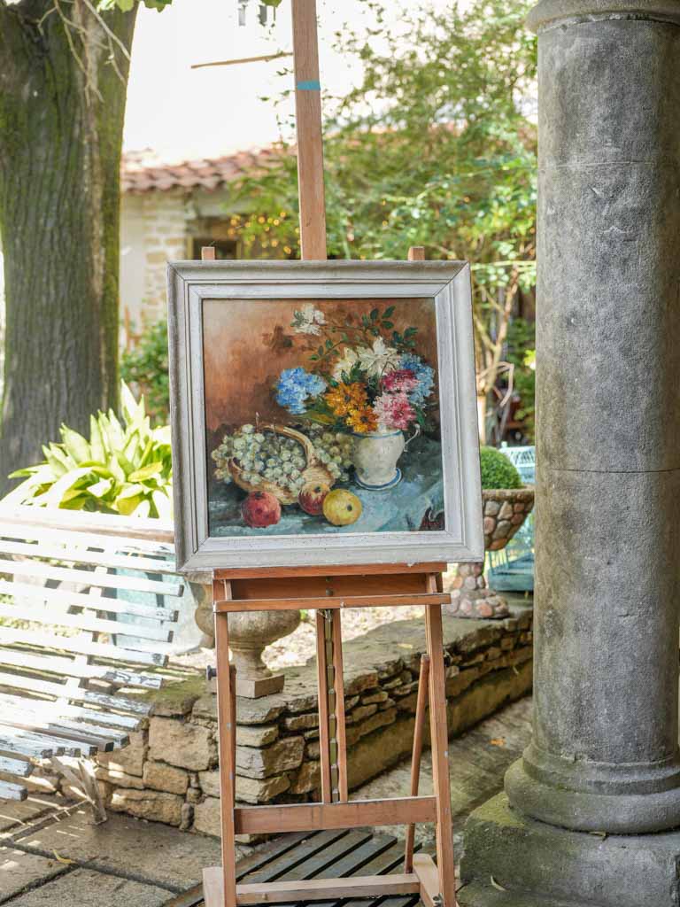 Mid-Century Still Life w/ Flowers and Fruit (1945) - 24¾" x 24¾"