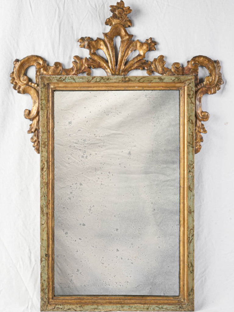 Italian Carved Giltwood Mirror w/ Faux-Marble Frame in the Rococo Revival Style - 38½" x 26¾"