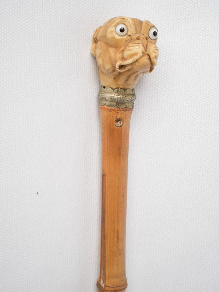 Early 20th Century Novelty Walking Stick w/ Expressive Bulldog Head - 34¼"