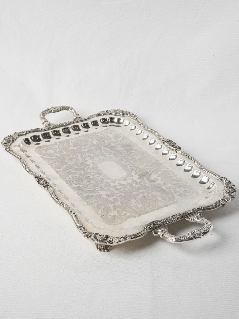 Exquisite silver-plated ornate tray