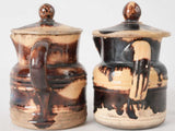 2 late 19th century miniature lidded coffee pots - Vallauris 5"