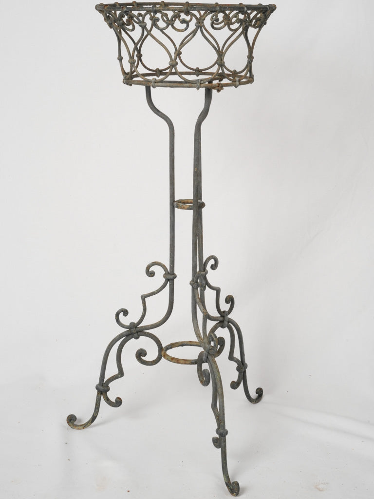 Antique scrolled wrought iron plant stand