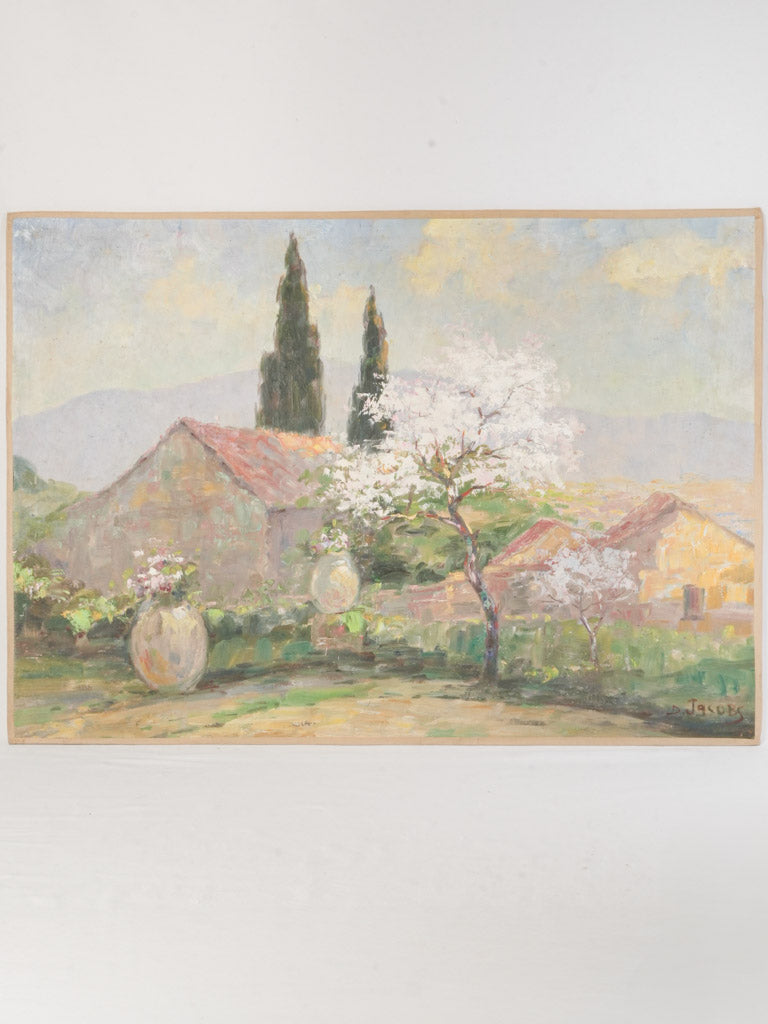 Large Provençal Landscape w/ Blossoming Almond Tree - 29½" x 41"