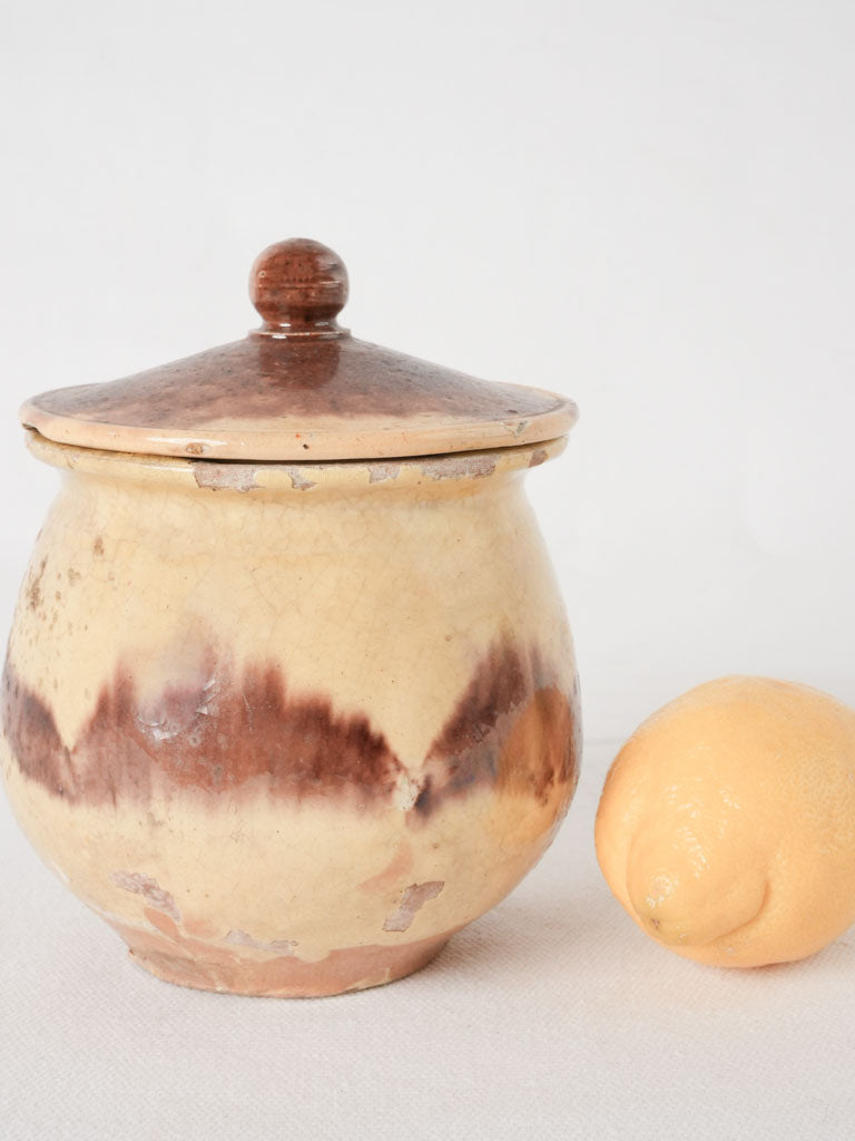 Antique French lidded honey pot 5½"
