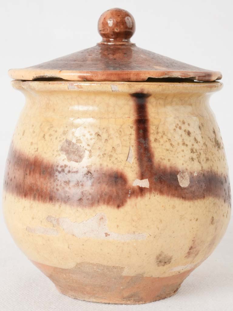 Antique French lidded honey pot 5½"