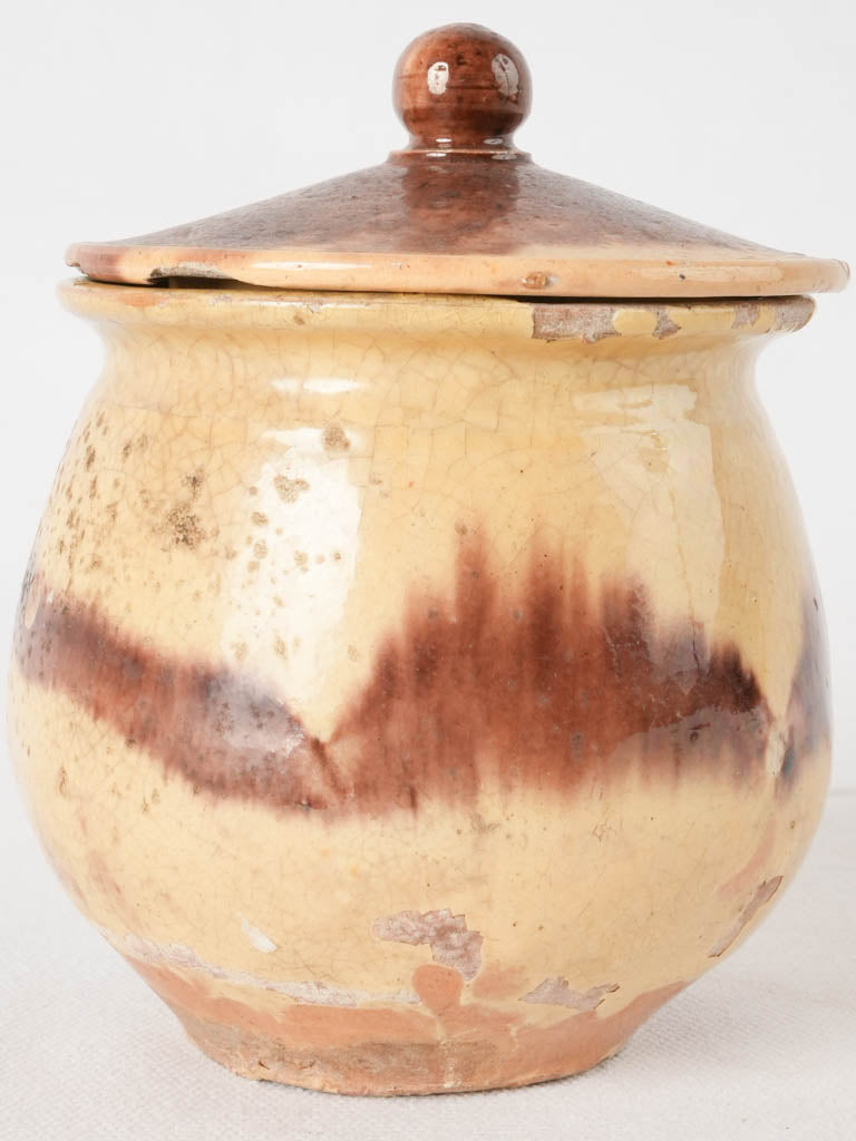 Antique French lidded honey pot 5½"