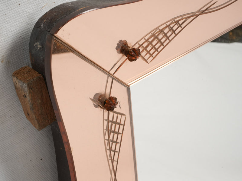 Rectangular engraved Parisian-style wall mirror