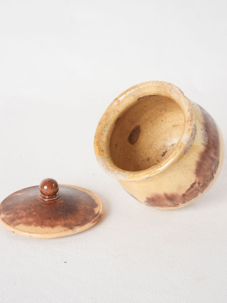 Antique French lidded honey pot 5½"