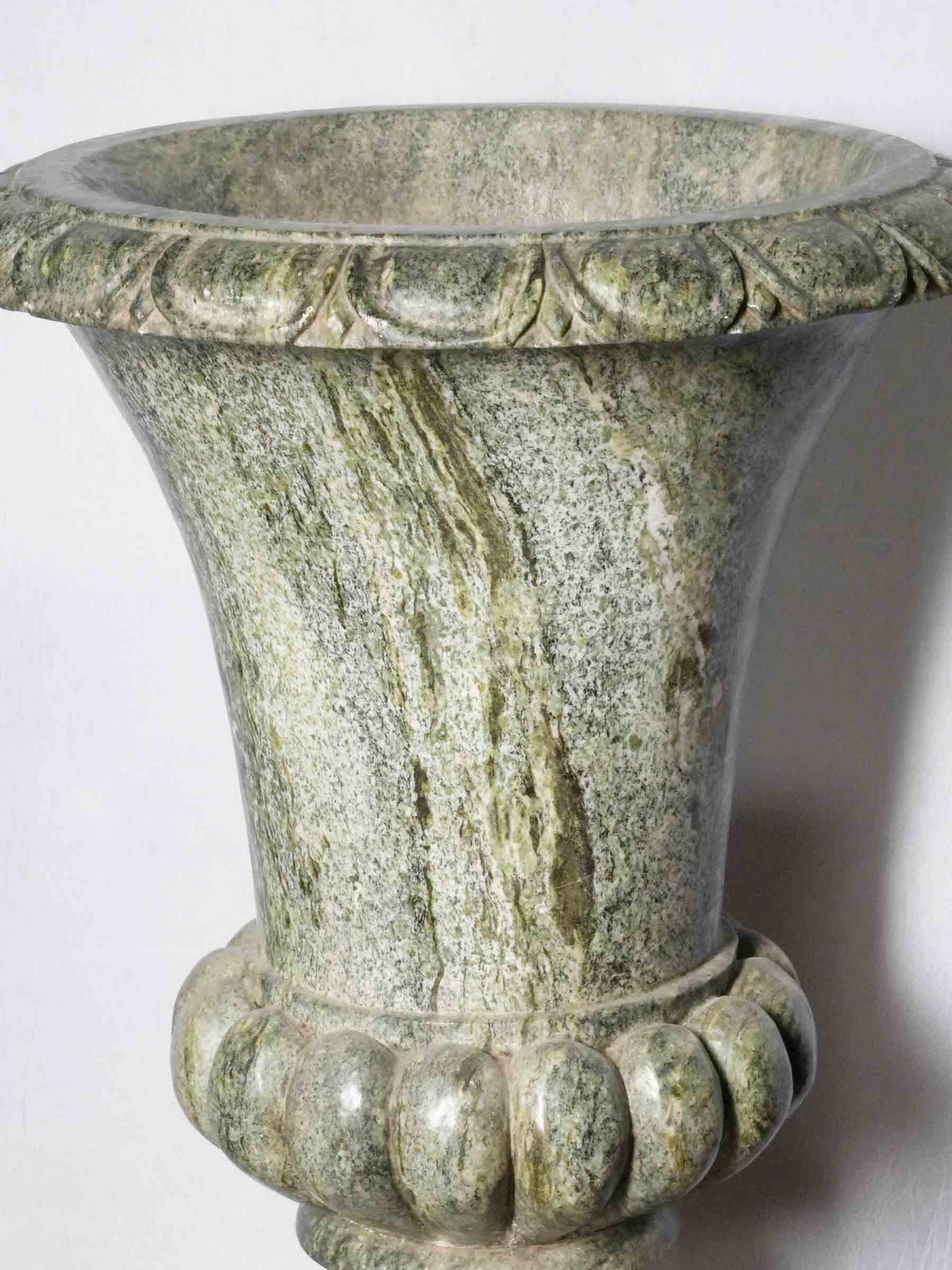 Exceptional Pair of Antique Italian Marble Medici Urns on Pedestals - 29¼"