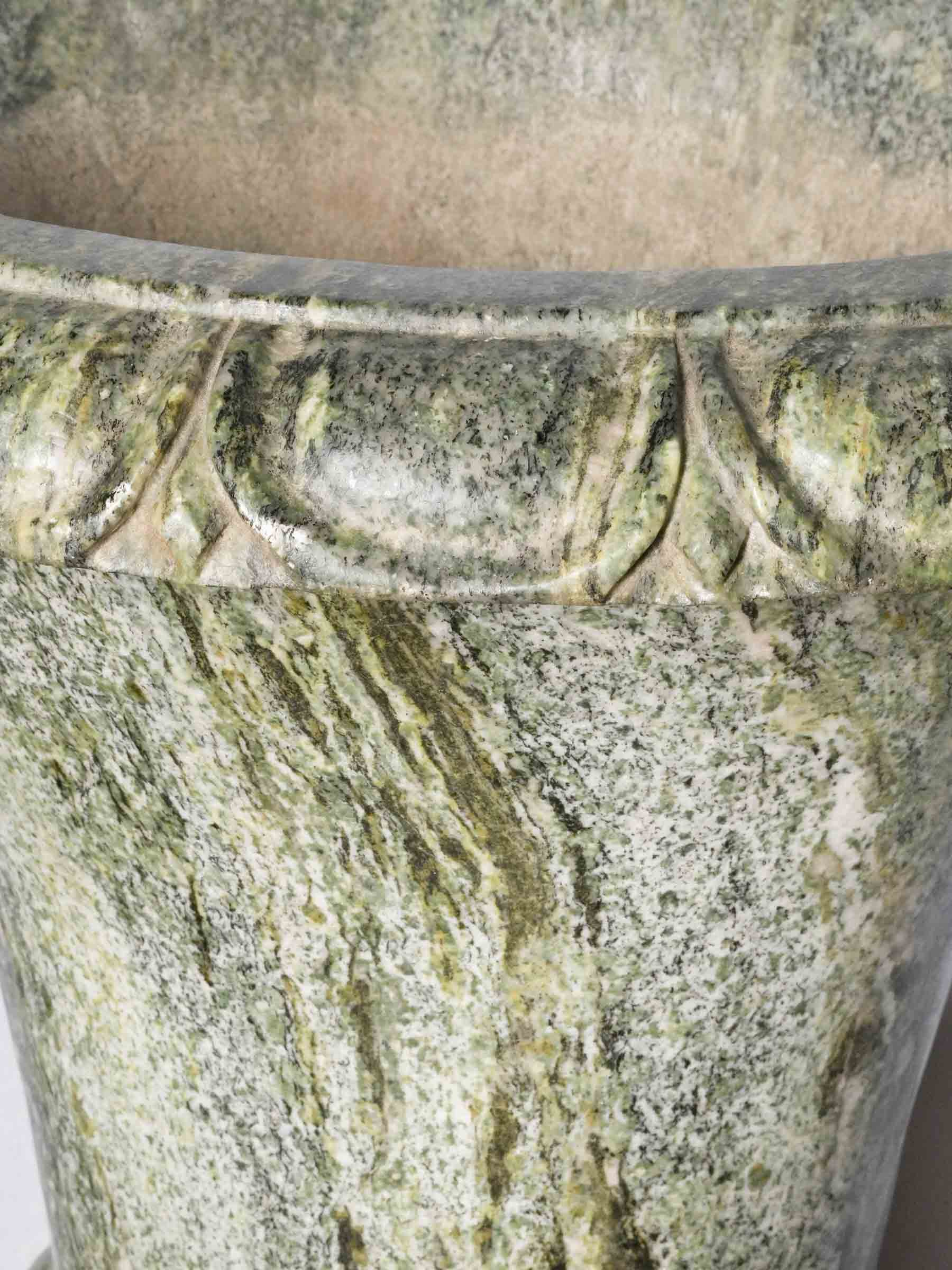 Exceptional Pair of Antique Italian Marble Medici Urns on Pedestals - 29¼"