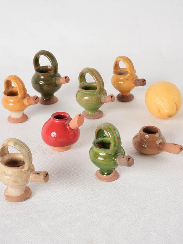 Colorful vintage Provence water whistles