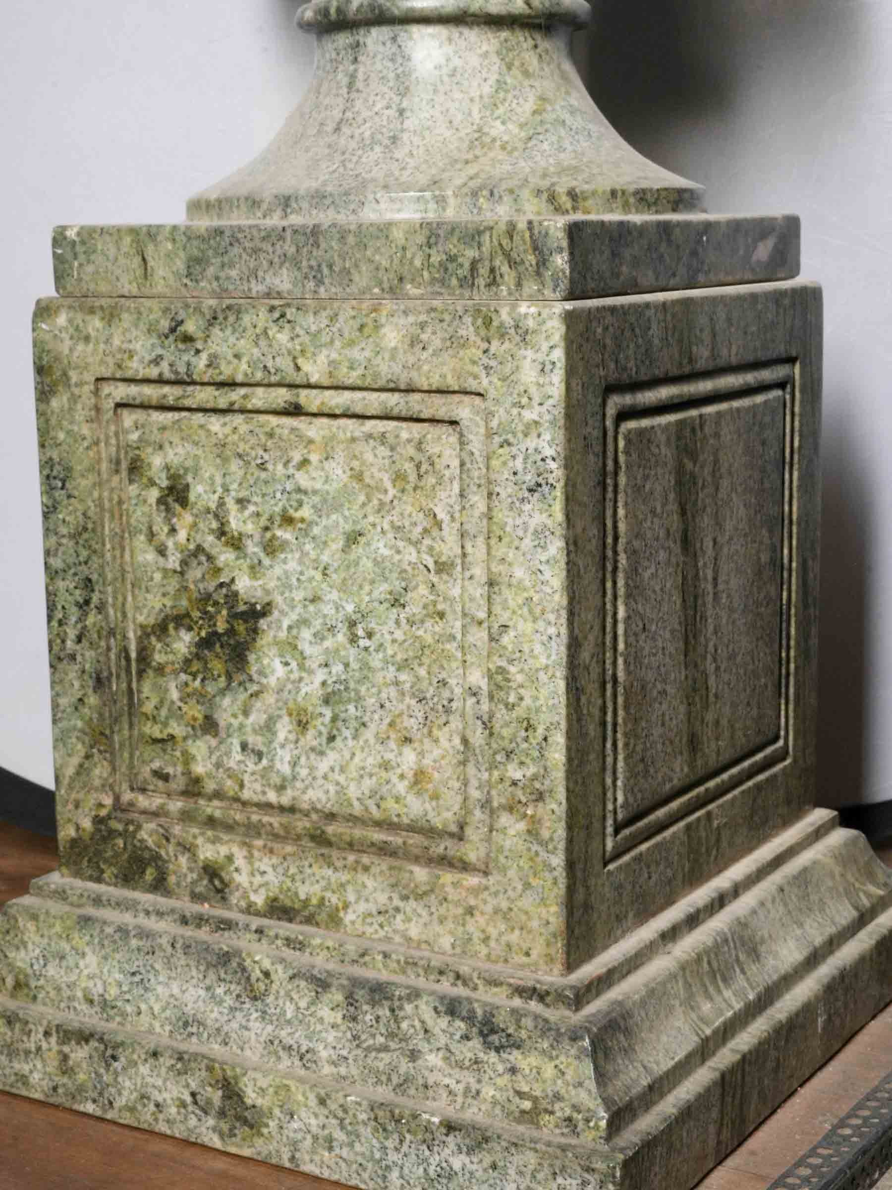 Exceptional Pair of Antique Italian Marble Medici Urns on Pedestals - 29¼"