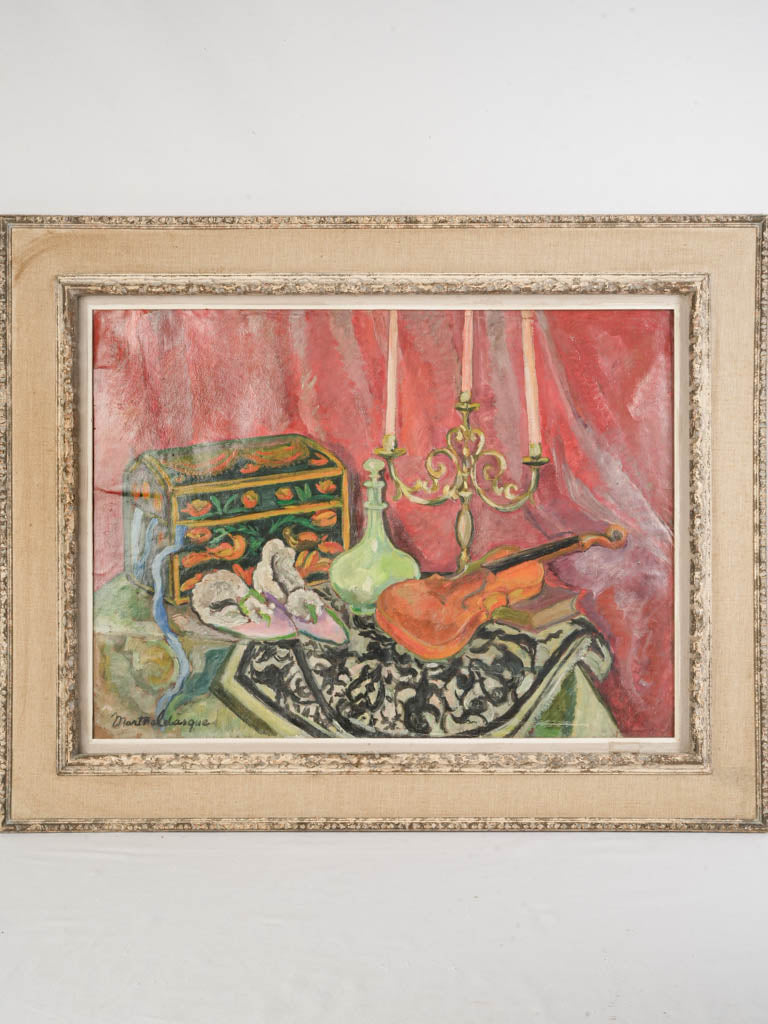 Vibrant French Still Life w/ Violin and Candelabrum By Marthe Lebasque - 29½" x 37"