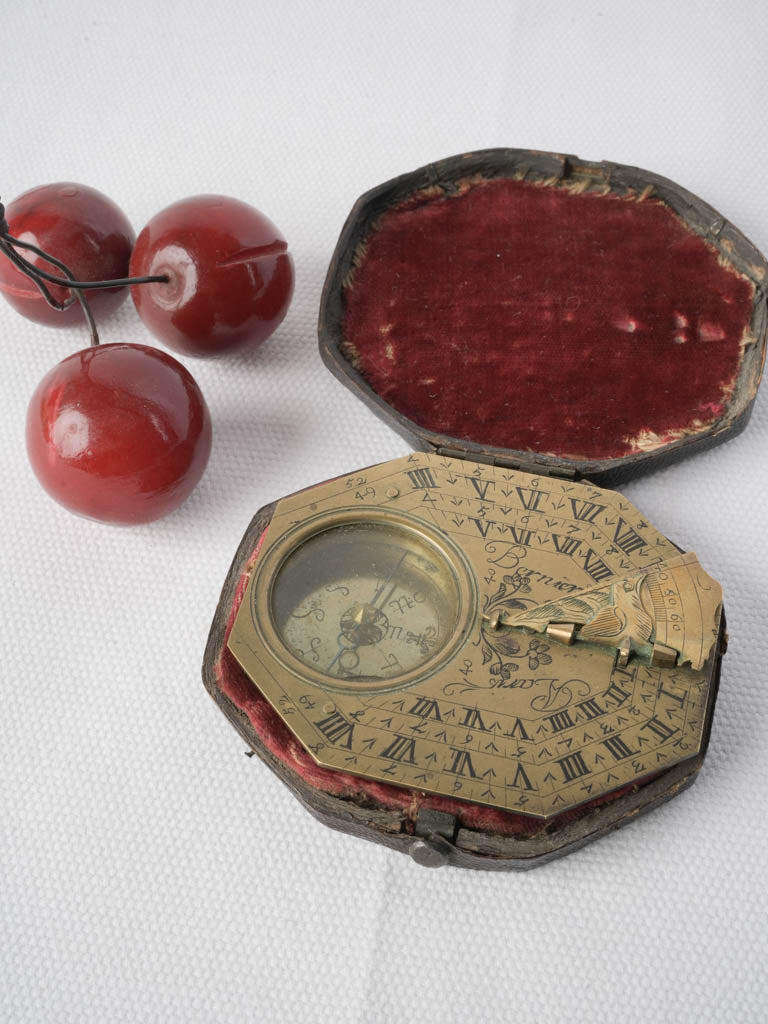 Vintage French brass sundial compass