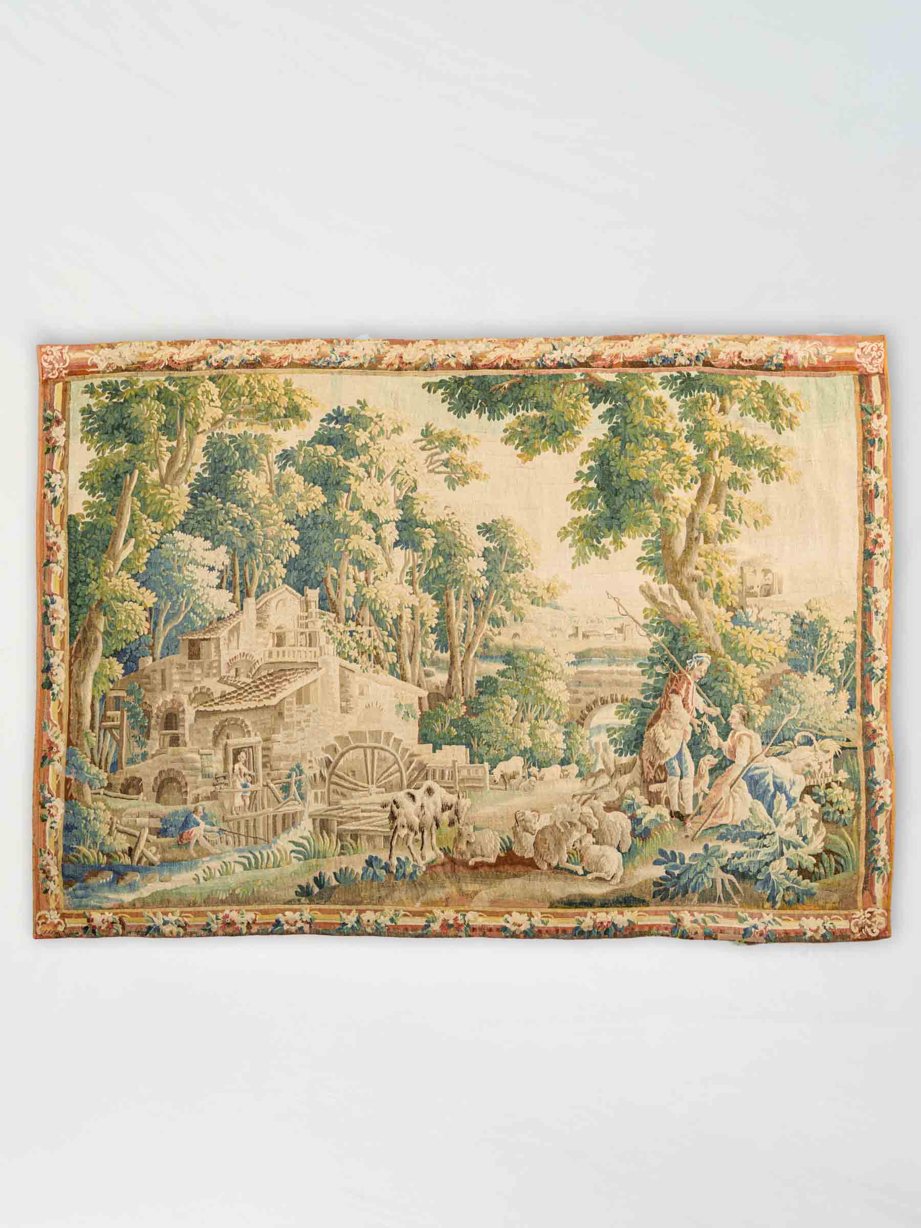 Very Large 18th-Century French Aubusson Wool and Silk Tapestry, Le Moulin de Charenton