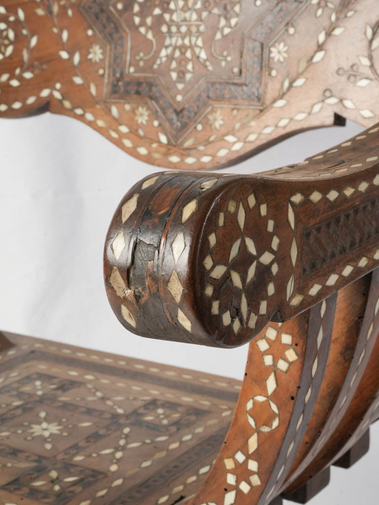 Moorish-inspired walnut armchair