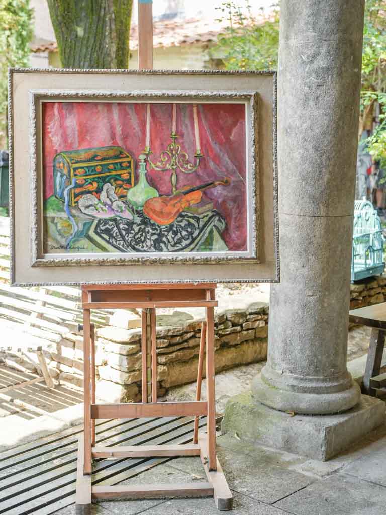 Vibrant French Still Life w/ Violin and Candelabrum By Marthe Lebasque - 29½" x 37"