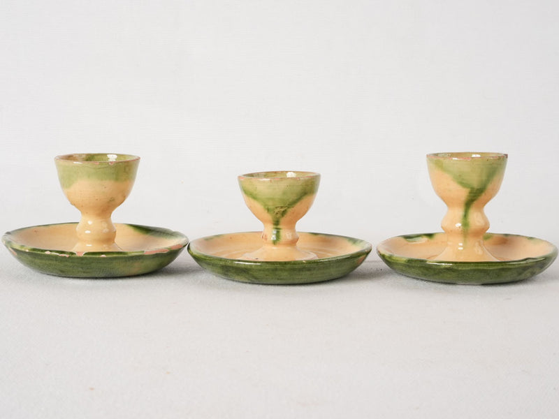 3 antique French egg cups - Dieulefit 2¾"
