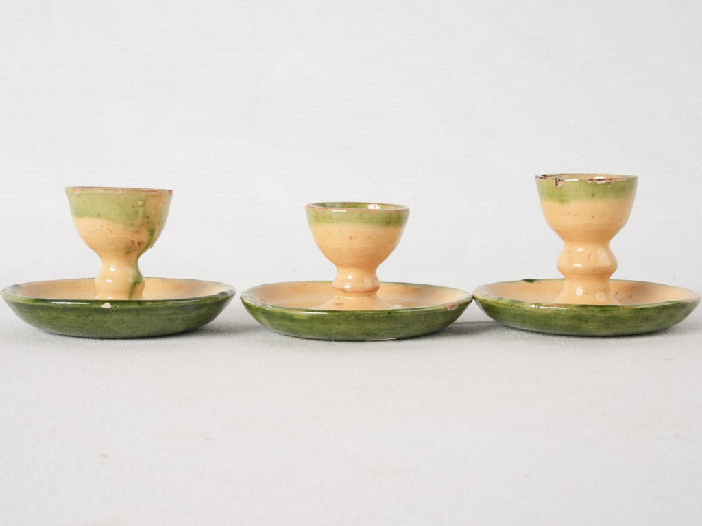 3 antique French egg cups - Dieulefit 2¾"