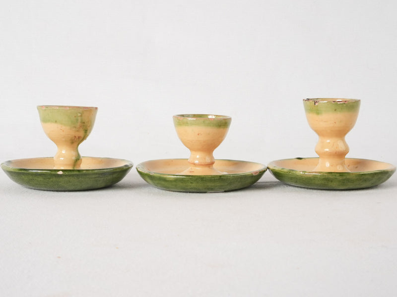 3 antique French egg cups - Dieulefit 2¾"