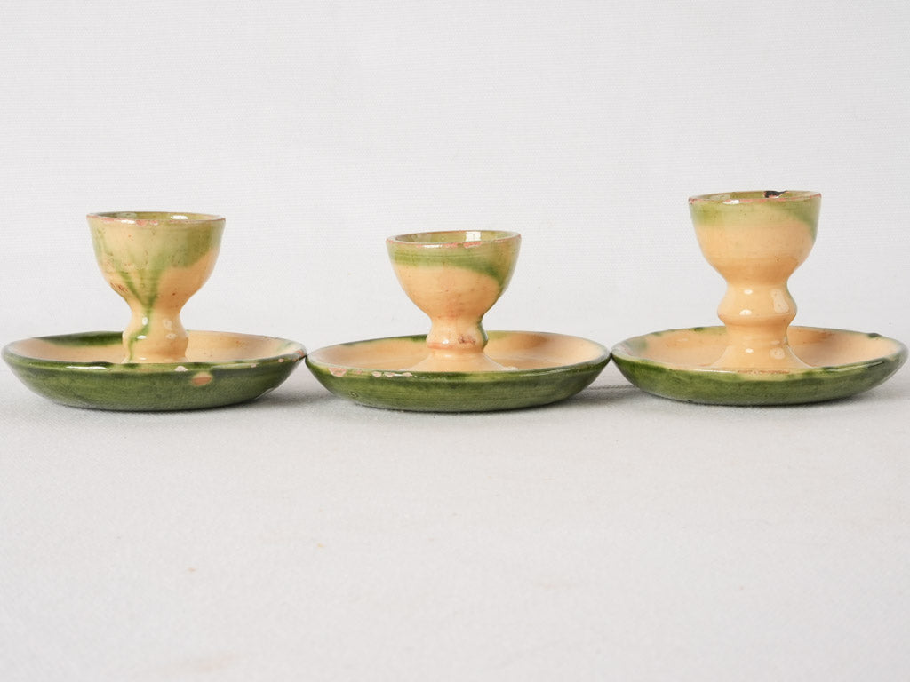 3 antique French egg cups - Dieulefit 2¾"