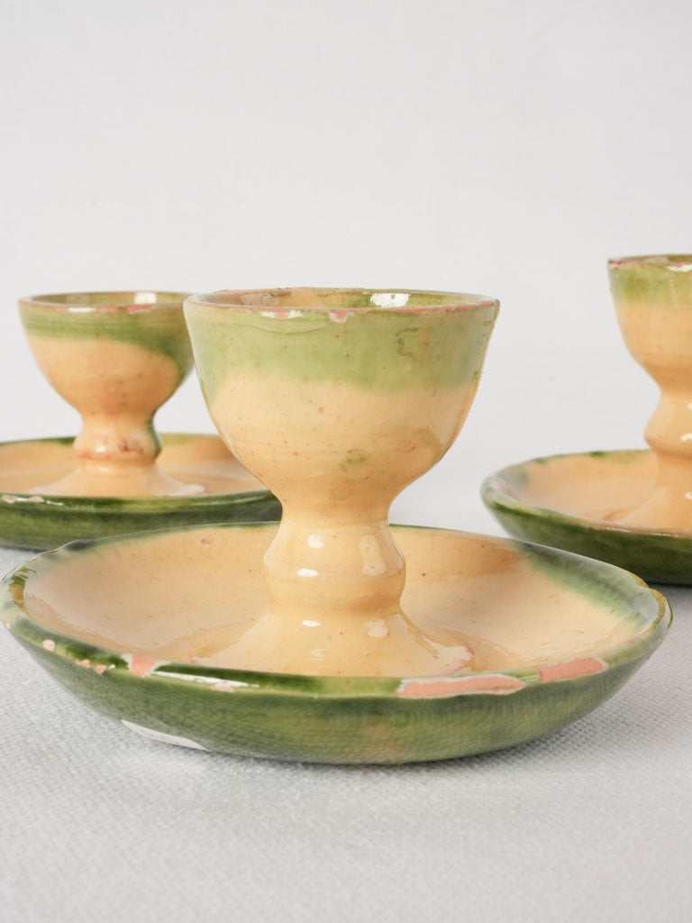 3 antique French egg cups - Dieulefit 2¾"
