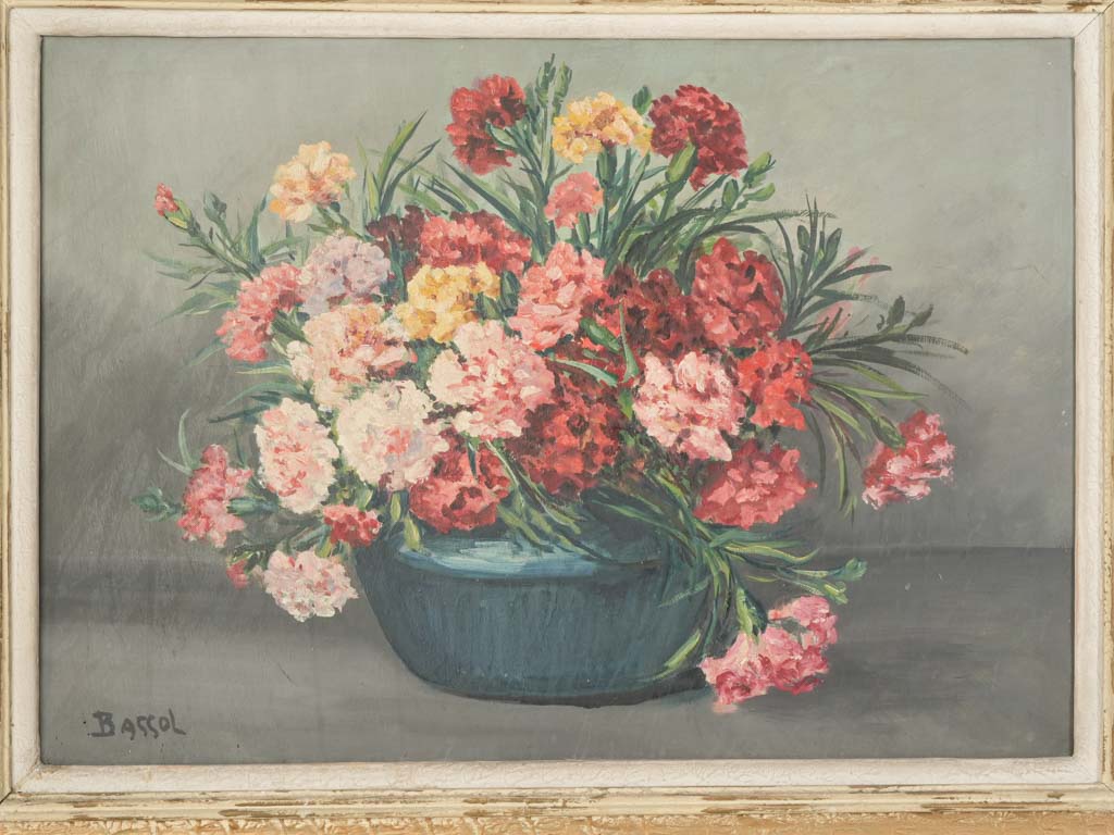 Mid-Century French Still Life of Radiant Carnations - 24¾" x 32¼"