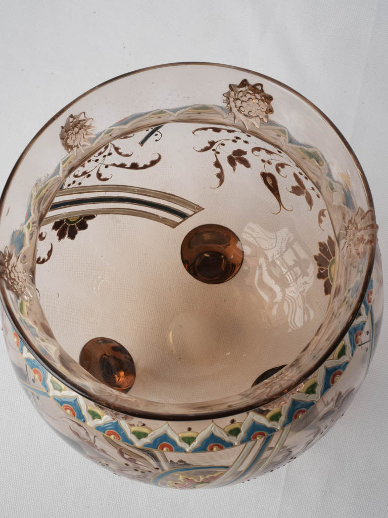 Rare Late 19th Century French Enameled Glass Tripod Vase by Auguste Jean - 9½"