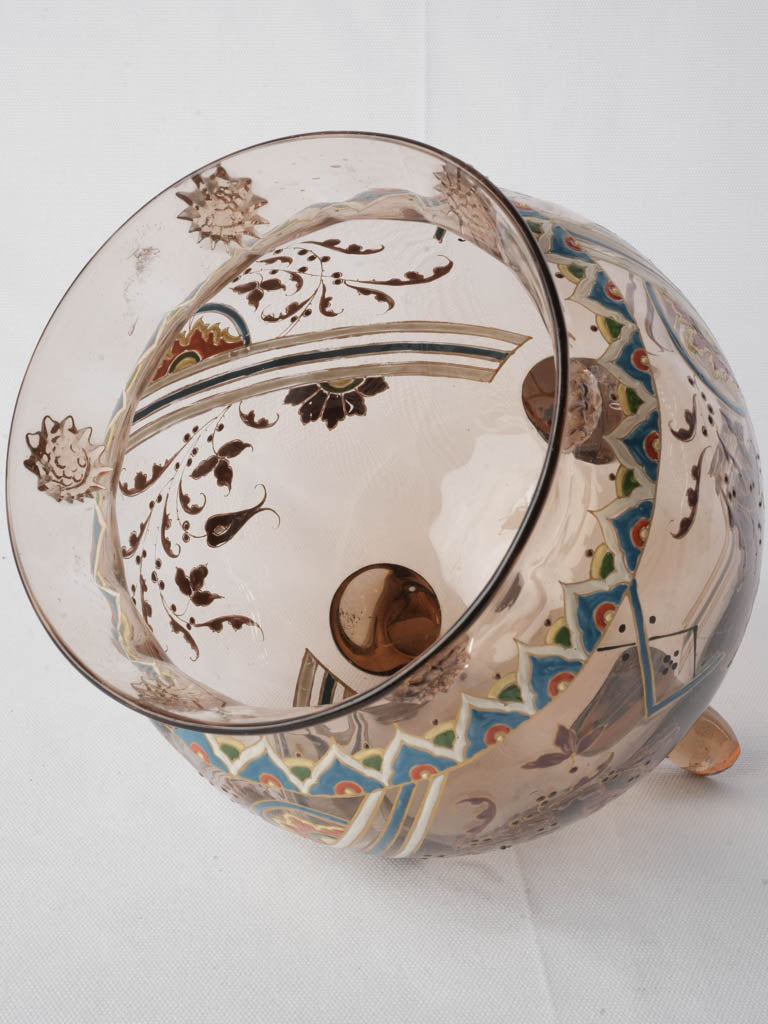 Rare Late 19th Century French Enameled Glass Tripod Vase by Auguste Jean - 9½"