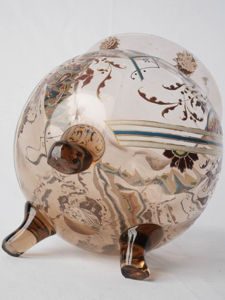 Rare Late 19th Century French Enameled Glass Tripod Vase by Auguste Jean - 9½"