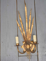 Vintage pair of two-light wall sconces w/ gilded reeds