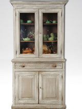 Antique French grey vitrine cabinet