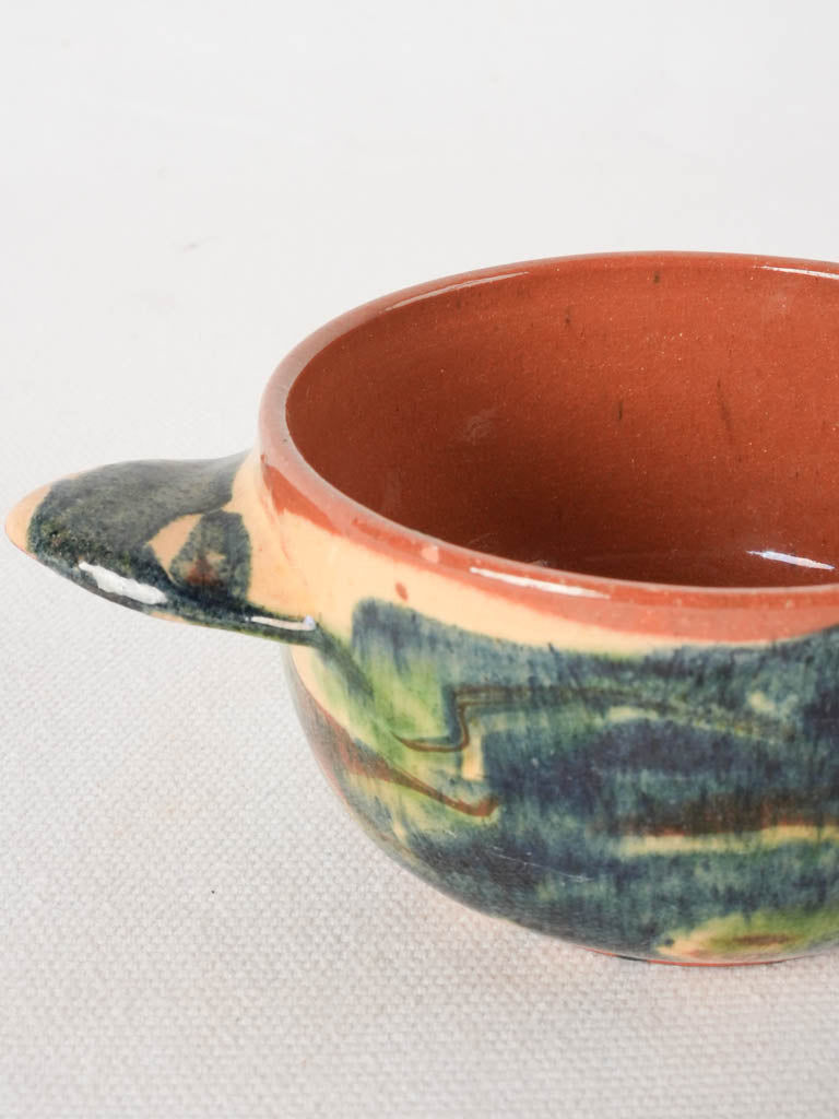 Artisan-crafted colorful ceramic soup bowl